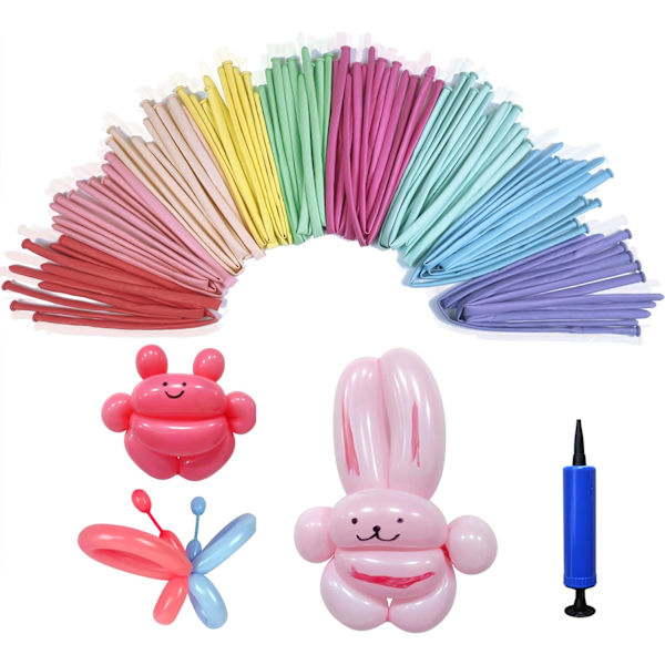 Modellering av lange ballonger for dyr, 260Q magiske latex-vridende ballonger i pastellfarger for barnebursdag, bryllup, klovnedekorasjon, assortert 100 Assorted,rainbow 260Q long balloons