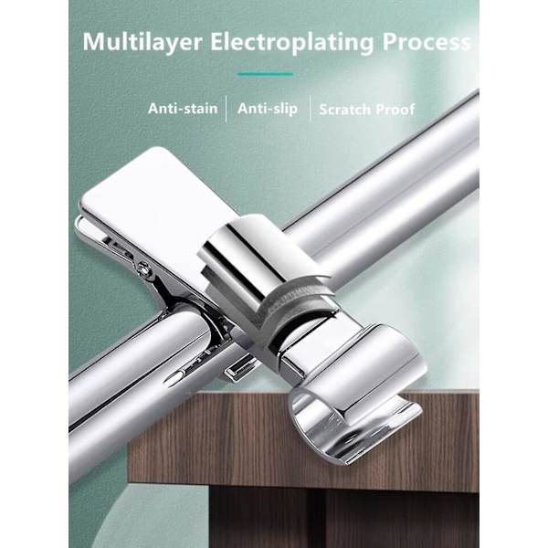 Universal brusehovedholder udskiftning bruseholder beslag ABS krom ingen boring justerbar bruse slangeholder til bruse slider skinne brusehoved