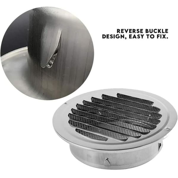 Ventilationsrist i rustfrit stål, fortykket ventilationsdæksel, vægmonteret, til badeværelser, emhætter og luftventiler (200 mm)