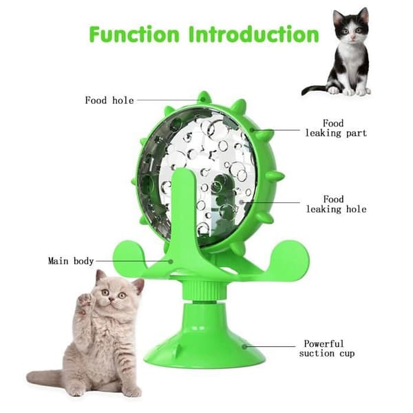 Godbidsdispenser til katte og hunde - Interaktiv foderdispenser til katte (grøn)