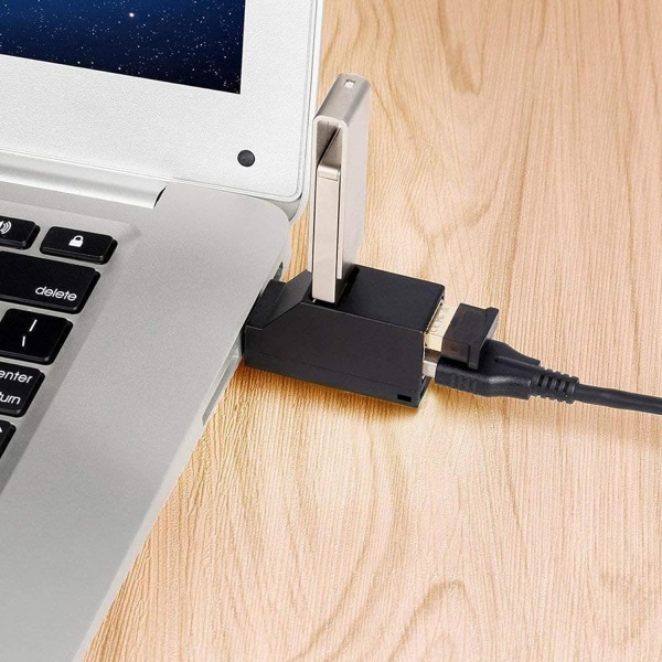 USB-hub, Mini USB 3.0 Hub, 3 Port Hub (2 USB 2.0 + USB 3.0), Adapter Høyhastighets-utvidelse for bærbar PC, stasjonær PC, XPS, Macbook, Surface Pro, USB A A