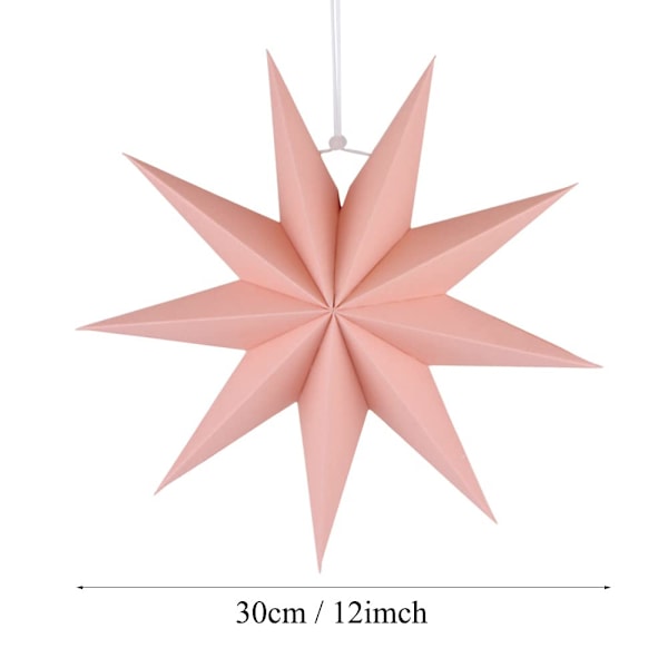 12 tommer 19D 9-spidset stjerne papir lanterne vægophæng til bryllup fødselsdag babyværelse dekorationer festartikler pink