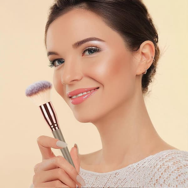 7 stk. makeupbørstesæt - kunstfiber med bløde børster - til foundation og concealer Coffee