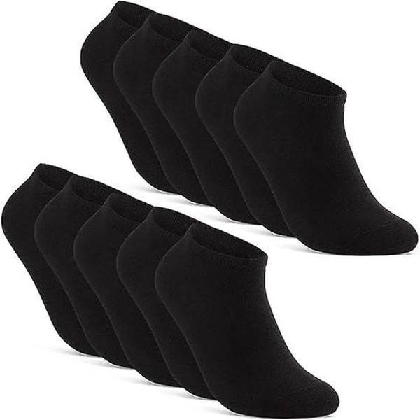 Pakke med 10 par lave sokker for menn og kvinner Svart Hvit Grå bomullssokker
