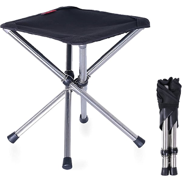 (svart - L)Fällbar pall Camping Fiske Säte Hopvikbar Tripod Liten Lätt Bärbar Teleskopisk Pall För Vandring Resa Strand Bbq