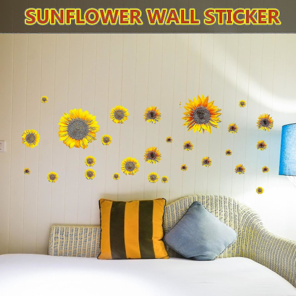 Auringonkukkaseinätarrat Itsekiinnittyvät koristeelliset seinätarrat Graf...