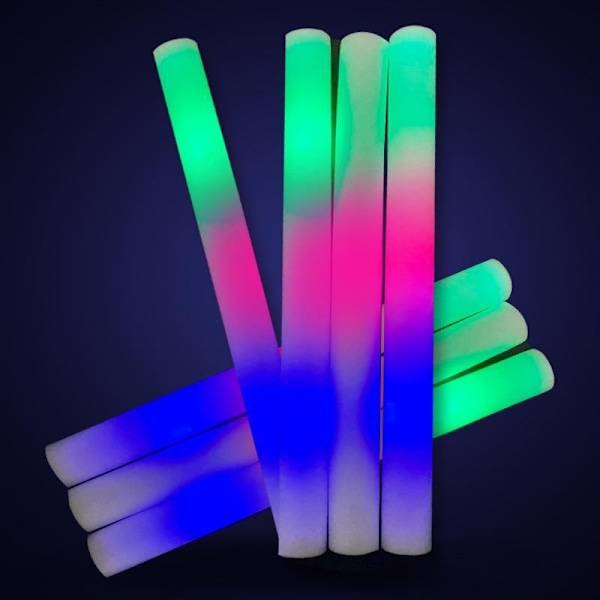 Glow Sticks Bulk, 32 stk. LED Skumstaver Selvlysende Festartikler med 3 Moduser Fargerik Blinkende