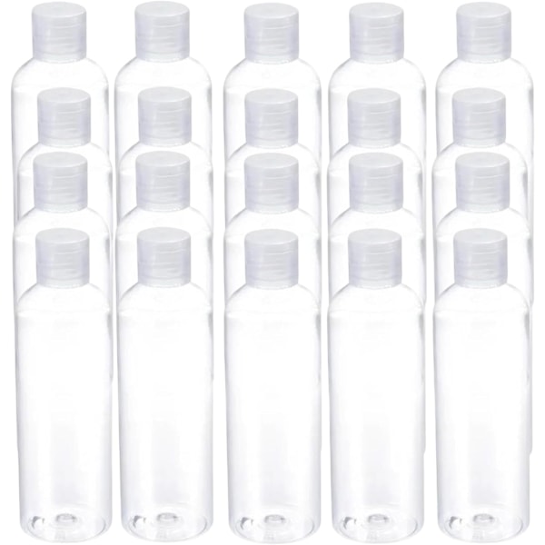 20 stk 100ml/3,5 OZ Klar Plastik Rejseflasker, Holdbare Genanvendelige BPA-Fri Opbevaringsflasker, Tomme Genopfyldelige Beholdere med Flip-Låg Lækagebeskyttelse Clear 1 count (Pack of 20)