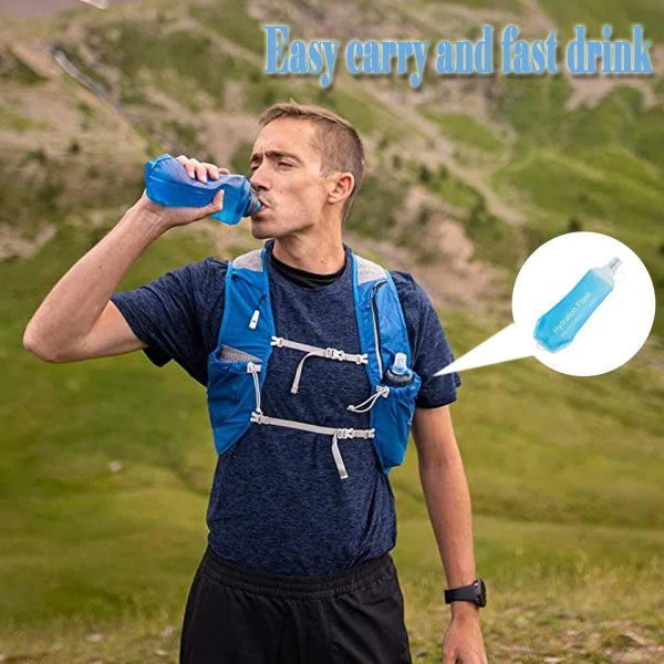250ML Myk Flask, TPU Foldbar Løpehydreringsflaske, Myk Sammenleggbar Vannflaske for Hydreringspakke Sykling Maraton Løping Fotturer Green 250ml