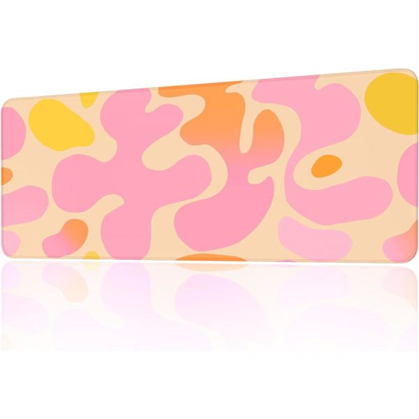 Japansk musmatta (800 * 300 * 3 MM) Utökad stor musmatta skrivbordsunderlägg, sydd kant musmatta, halkfri gummibas, XL spelmusmatta för kontor Pink Abstract Mouse Pad Ink Drawing Mouse Pad  1