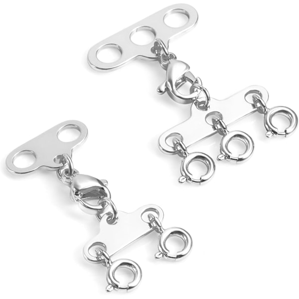 Halskjedelagingsspenner, 2 stk. Multi Strands Tube Lock Halskjeder Separatorspenner, Halskjeder Lagdelte Spenner Armbåndskobling 2 3 Strands Sterling SilverB