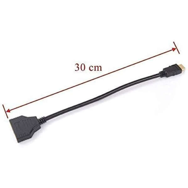 HDMI-hane till dubbla HDMI-hona 1 till 2-vägs HDMI-splitteradapterkabel för HDTV, stödjer två TV-apparater samtidigt, signal en in, två ut (svart) Black