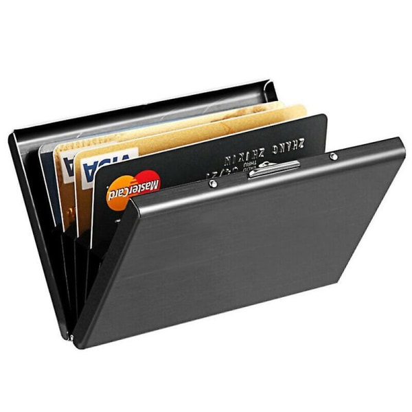 Musta luottokorttipidike, luottokorttipidike, pankkikorttikotelo, metallinen käyntikorttikotelo, korttisuoja, lompakko, 6 korttipaikkaa, (1 kpl)