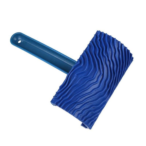 Trækorn børstet vægimiteret gummi Trækorneffekt malerrulle med håndtag gør-det-selv vægdekorationsværktøj (1 stk, blå)
