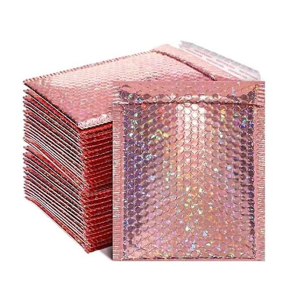 10x12 tommer metallisk holografisk boblekuvert polstret konvolut glitter forsendelsespose -- Pakke til små virksomheder (champagne, 5 stk)