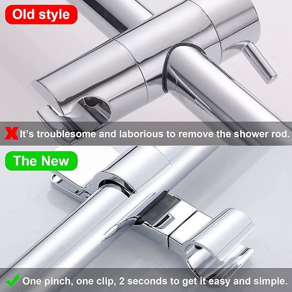 Universal brusehovedholder udskiftning bruseholder beslag ABS krom ingen boring justerbar bruse slangeholder til bruse slider skinne brusehoved