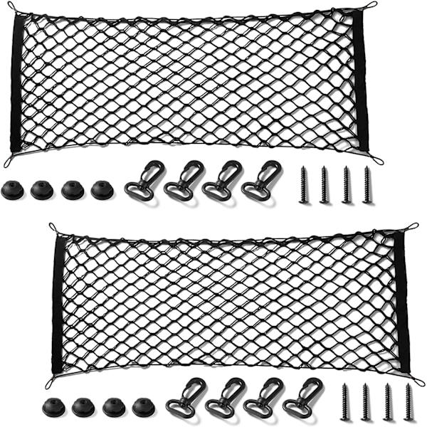 2-pack lastnät, stretchbart, justerbart bagagenät med krok, tillbehör för pickup-sängdelare och förvaring, kompatibelt 43.3x15.8 Inch 50×18 Inch