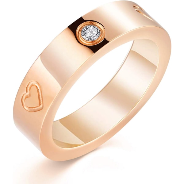 Kjærlighetsvennskapsring 18K gull Sølv rosebelagt Cubic Zirconia rustfritt stål løftering Bryllupsring smykker Bursdagsgaver til kvinner rose 8