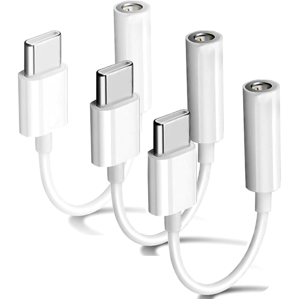 USB C till 3,5 mm-uttag, 3-pack Typ C till 3,5 mm hörlurar Aux Digital Audio Hörlursadapter, Aux till USB C hörlursadapter för iPhone 15 Pro, Samsung Ga