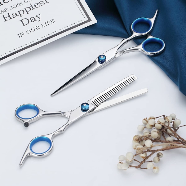 Tunnande saxar för hår, tandade saxar, tunnande saxar, professionella frisörsaxar för texturering, saxar för hårklippning för salong och hemmabruk Flat shears + tooth shears