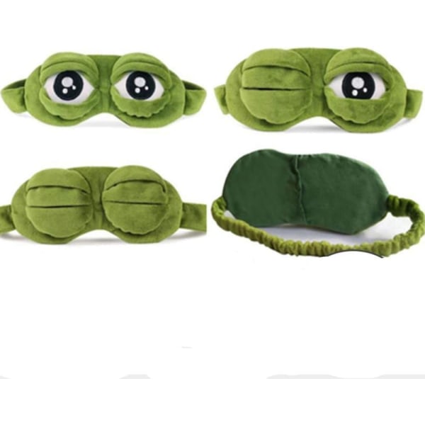 3D ögonmask Sova, ludd ansikte Sova Rolig nyhet Tecknad groda Cover Ögonskydd Nattmask Sova Resemask (grön)