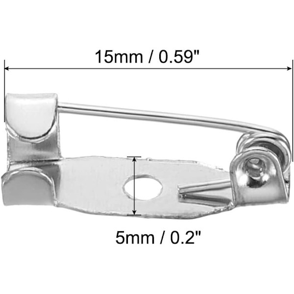 sourcing map 50 st säkerhetsnålar 15 mm broschspänne stift baksidor för ID-märken namnkort taggar DIY-hantverk, silverfärg Silver Tone 15mm