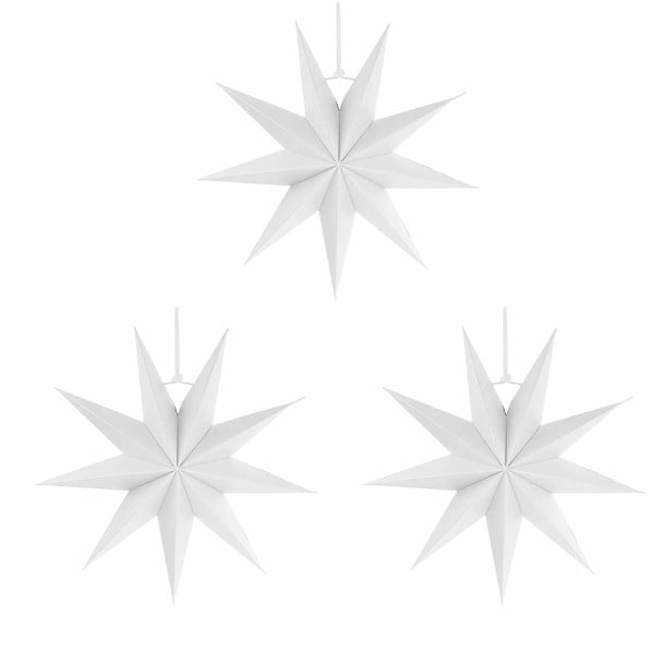 12 tommer 19D 9-spidset stjerne papir lanterne vægophæng til bryllup fødselsdag babyværelse dekorationer festartikler white