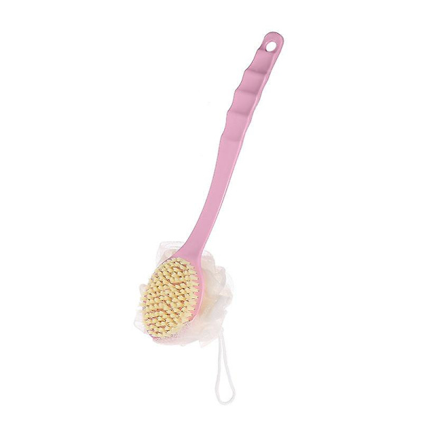 Dusj kroppsbørster med bust og loofah badebørste med langt håndtak ryggskrubb for dusj for menn og kvinner (2 stk, blå+rosa)