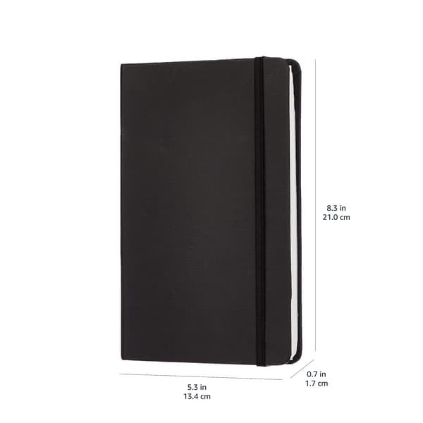 A5 Fortykket Journal Notesbog, 80g/200 Sider Blæksikkert Papir, Notesbøger med Foldelomme, Sort