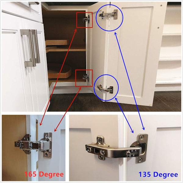Lazy Susan hængsel rammeplade til foldet dør, køkkenskab hjørnedør hængsler metal Lasy Susan skab hjørne hardware skabsdør hængsel 1 Piece 135 Degree
