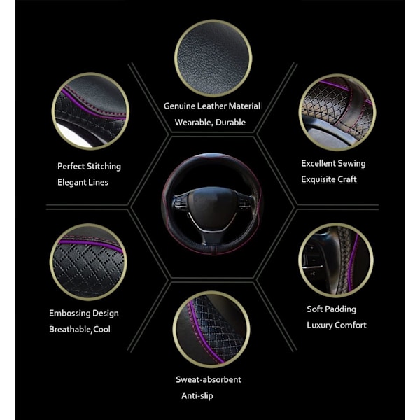 Gomass rattöverdrag, halkfritt, säkert, mjukt, andningsbart, slitstarkt, tjockt, heltäckande, sportstil (svart med lila linje) Black with Purple line