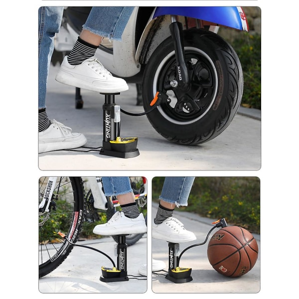 Minipolkupyörän yksisylinterinen jalkapumppu Manuaalinen pystysuuntainen pyörän ilmapumppu mittarilla