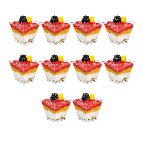 10-pack Moussekoppar - Klar Plast & Fyrkantig Form - för Fester & Bröllop 60ML 10 pcs