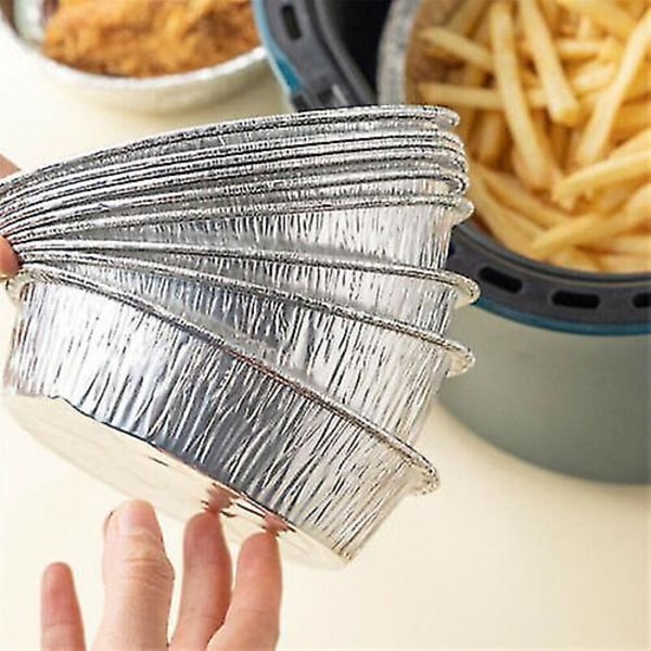 10/50 stk Luftfritøse Liner Runde Aluminium Brettebeholdere Aluminiumsfolie Boks Hjem 10 STK