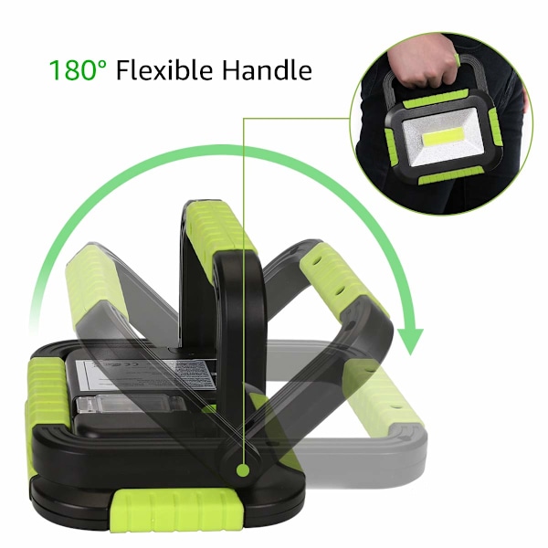 Bärbar Arbetslampa Uppladdningsbar, Stark Utomhus Campinglykta med Powerbank, 3 Lägen LED Strålkastare för Nödsituationer, Strömavbrott, Tält och Mer