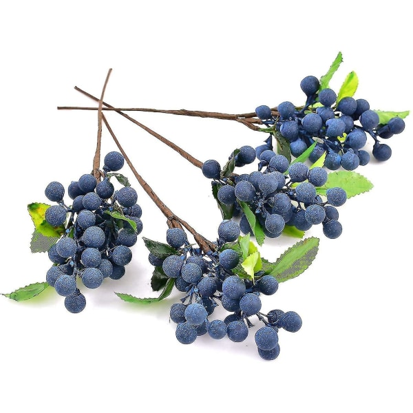 4 stk Blå kunstige bær kunstige frugter Falske blåbær plastikblomster