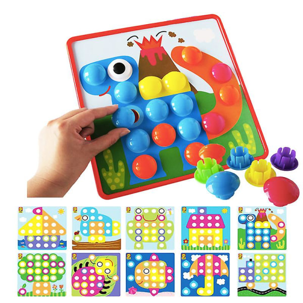 Knappkonstleksak för toddler, mosaiktavla för barn, färgmatchning Early Learning Pedagogiska leksaker för pojkar, flickor