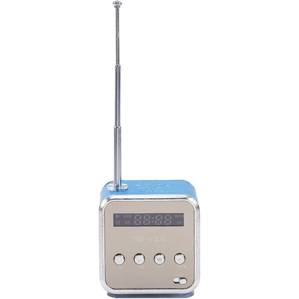 Radio, Radio Billig, Td V26, Pieni kannettava radio verkkovirralla ja akulla Mini-kaiutin Musiikkisoitin Kannettava Fm-radio Pc Muoti Tukee Tf-korttia ja U Di Blue