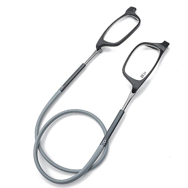 Læsebriller High-end Magnetisk Hals Fashionable Læsebriller (1 stk, Sort Grå)