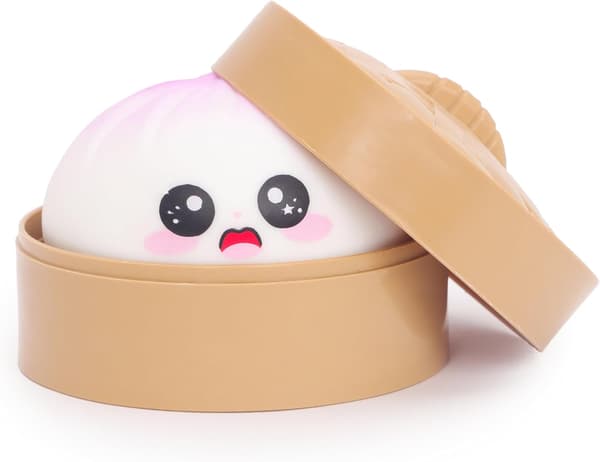 Toyland® Glänsande Midnattsblå Squishy Bao Dumpling Sensorisk Fidgetleksak med Ångbox i Plast - Klämleksaker för Barn - Ålder 3+