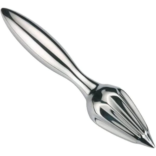 Manuell citronpress i rostfritt stål, handpressad citronpress i metall, fruktpress för citrusfrukter, apelsin, citron (1 st, silver)