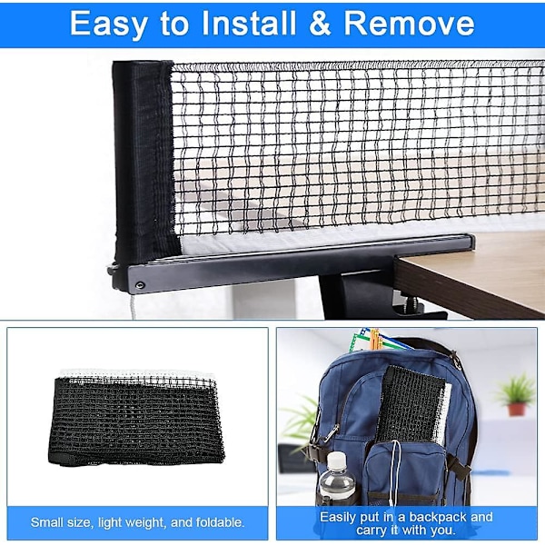 2 kpl Säädettävä Retractoituva Pingisverkko Polyesteri Pöytätennisverkko Kannettava Vaihto 180 * 15cm Pöytätennisverkko Vaihto