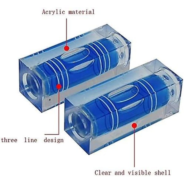 Set med 4 mini-högprecisions-trippel-linje-vattenpass - 40 x 15 x 15 mm - Blå