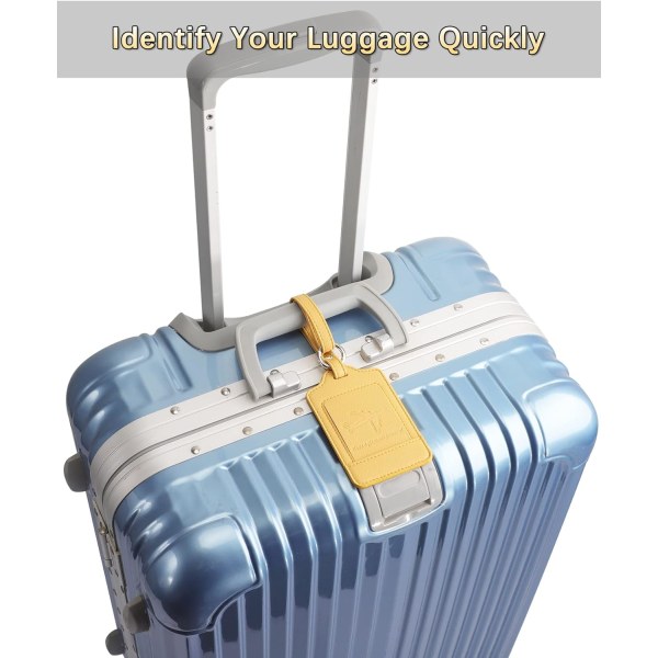 3-pak bagagemærker til kufferter, bagageetiketter, mikrofiberlæder, stærk, holdbar, mærkbar, rejsemærker til bagage, rejsetilbehør, Yel Lichee Yellow 2.7 x 4.2 inch/6.8 x 10.7 cm