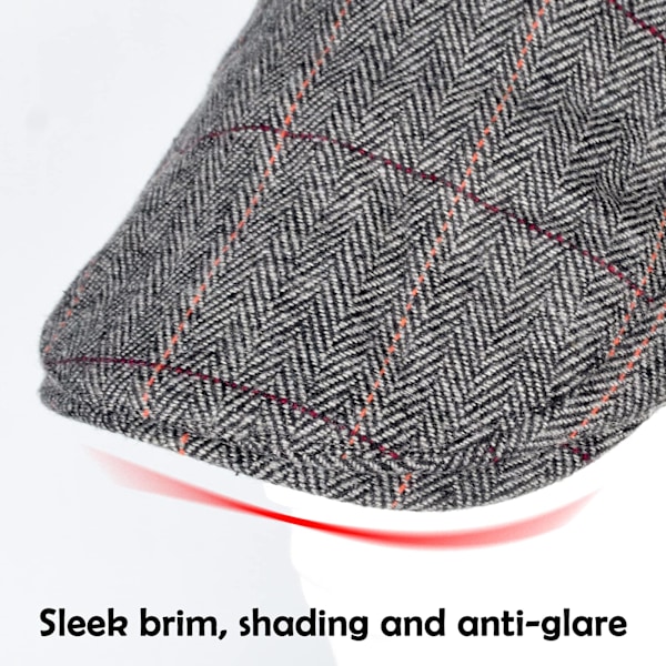 Tweed Flat Cap för Män Körkeps Newsboy Keps - Justerbar Mode Newsboy Irländsk Basker, Vår Höst Vinter, 55-59CM Light Gray
