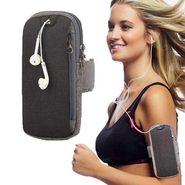 Juoksuvarsilaukku, puhelinteline säädettävällä tarranauhalla, hienkestävät käsivarsihihnat