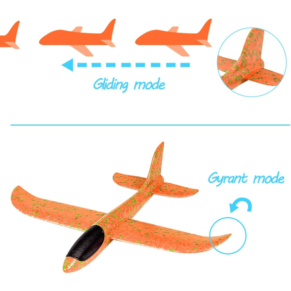 Vaahtokonelelut lapsille, käsin laukaistava lentokoneliidinlelu lapsille Ulkolelut 3-12-vuotiaille pojille ja tytöille Lentokonelelut lapsille Orang Orange1