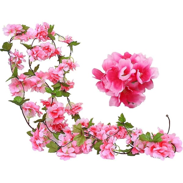 2 stk 235cm kunstige kirsebærblomster vinstokker kunstige planter eføy hengende grønne blader silke krans for innendørs utendørs hjem hotell hagefest bryllupskunst