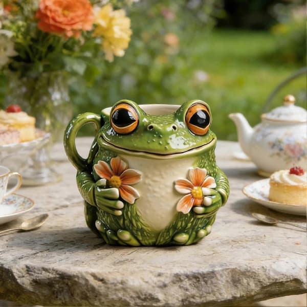 Keramisk kaffe- och tekopp – bedårande grodform – för hem- och kontorspresent 1pc