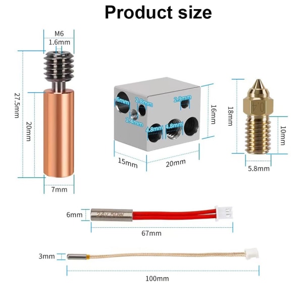 Hotend för Elegoo Neptune 4 Hot End Kit för Neptune 4 Pro Skrivhuvud Värmeblock Högtemperatur Värmepatron Termistor för 3D-skrivare Acc Hotend Hotend